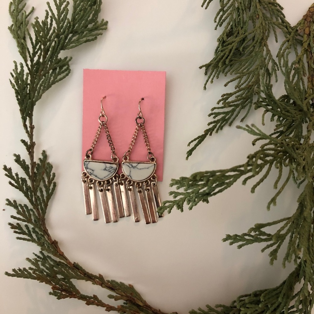 Gold and Marble Earrings